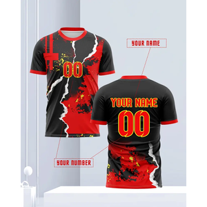 เสื้อฟุตบอลดีไซน์ดิจิทัลสำหรับผู้ชาย สวมใส่สบาย ระบายอากาศได้ดี พร้อมชื่อและหมายเลขที่กำหนดเอง ตัดเย็บอัตโนมัติ - Product Image 2