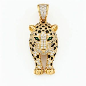 Pendentif animal en argent sterling avec diamants cultivés en laboratoire avec placage à l'or Cadeau religieux hindou de style hip hop pour hommes et femmes - Product Image 1