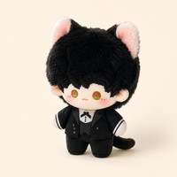 Peluche personnalisée en gros de 10 cm en forme de chat, mascotte personnalisée avec logo, étiquette et emballage