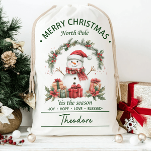 Bolsa de Regalo Personalizada con Cordón, Diseño de Santa Claus, Muñeco de Nieve o Animal, Regalo de Navidad para Niños y Familiares con Personalización de Nombre - Product Image 3