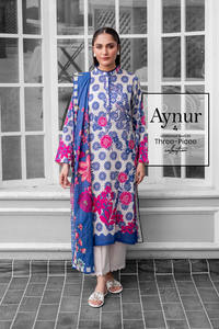 Ssumaira 3pc Digital Printed Lawn Salwar Kameez Set pour les femmes-Party Wear Sans rides et évacuation de l'humidité - Product Image 3