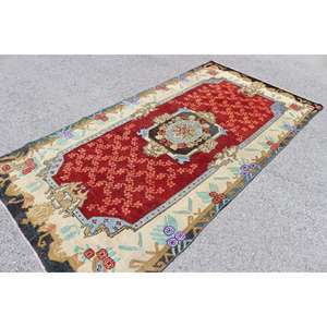 Alfombra Turca Grande de 4.6x8.9 pies, Alfombra de Lana Vintage con Estampado Animal Rojo - Product Image 2