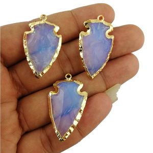 Colgante de Piedra Preciosa con Punta de Flecha para Niños, Chapado en Oro Opalite, Aproximadamente 1.5 Pulgadas, para Boda - Product Image 1