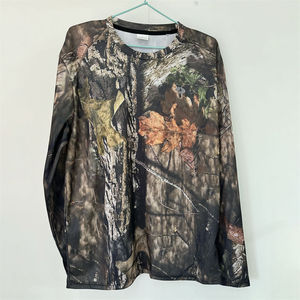 Camiseta Deportiva de Manga Corta con Estampado Geométrico, Ligera, Transpirable, de Poliéster Teñido, para Caza, Pesca y Entrenamiento al Aire Libre - Product Image 1