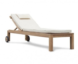 Chaises de jardin pliantes en teck massif avec roulettes supplémentaires pour faciliter le déplacement, design moderne - Product Image 4