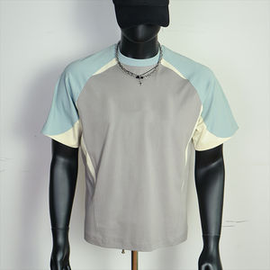 T-shirt en coton 100% personnalisé de haute qualité avec logo brodé, design coupé, coupe oversize, tissu mélangé, couleurs variées - Product Image 3