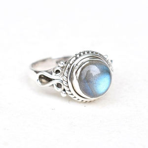 Classics Natural Labradorite Ring 10mm Shape 925 Sterling <b>Silver</b> Handmade Gemstone Minimalist Statement Bohemian Jewelry Party - Product Image 2