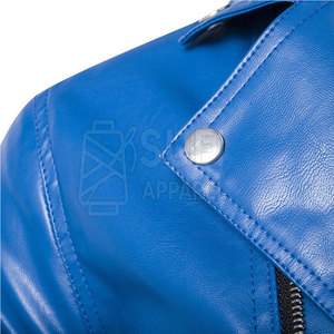 High Quality Low Price Men's <b>Winter</b> <b>Leather</b> <b>Jacket</b> with Front Logo Eco-Friendly & Windproof Color Contrast Design in Stock - Product Image 3