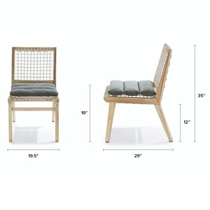 Teaka en teck massif de haute qualité avec rotin synthétique et coussin pour l'intérieur ou l'extérieur - Product Image 6