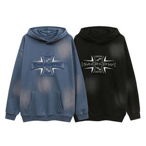 Sweat à capuche à épaules tombantes, poids lourd, 500 g/m², 600 g/m², haute qualité, appliqué personnalisé, broderie délavée - Product Image 3