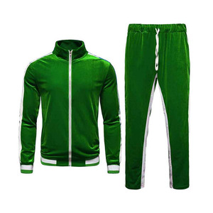 Conjunto de Terciopelo Vintage para Hombre, Conjunto de Dos Piezas con Cuello Alto y Cremallera, Pantalones Deportivos, Traje Deportivo Informal para Hombre - Product Image 4