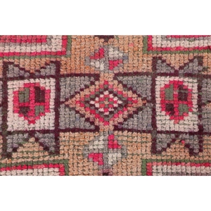 พรมตุรกีวินเทจ ขนาด 2.6x11.5 ฟุต พรมขนาดเล็ก สีชมพูเขียว ลายเรขาคณิต - Product Image 4