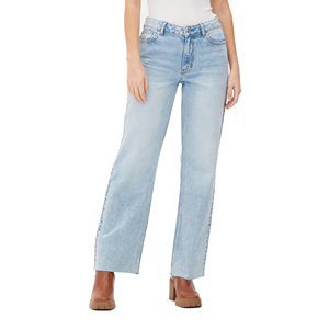Jeans en denim pour femmes de qualité supérieure en gros, décontractés, respirants, logo personnalisé, lavés, coupe régulière, grande taille BD - Product Image 2