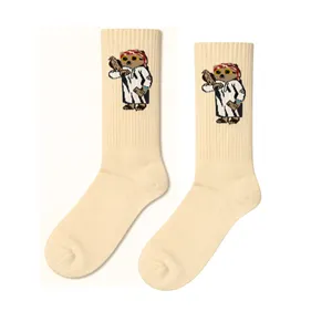 Bird and Bear Patterned Girls' Tennis Socks Breathable Seamless Nylon Custom Logo Knitted Long Ankle Length for Summer Use - Product Image 1