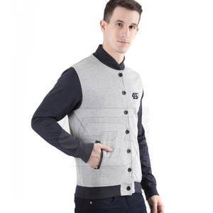 Blouson universitaire personnalisable de haute qualité en polyester et cuir, col montant, manches longues, fermeture éclair, hiver, style urbain - Product Image 1
