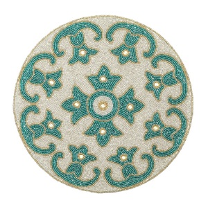 Luxury Beaded <b>Coaster</b> Table Place Mats <b>Silver</b> Color Dining Table Mat Set Available at Competitive Price - Product Image 3