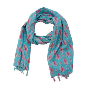 Dernier Hibiscus stylisé impression numérique 100% coton modal Style glamour écharpes douces pour les femmes motif exclusif dames châle - Product Image 1