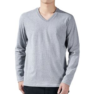 Spring Autumn Cotton <b>V</b>-<b>Neck</b> <b>T</b>-<b>Shirt</b> <b>Men</b> Long SLeeve Korean Style Casual <b>T</b> <b>Shirts</b> <b>Men's</b> Solid Slim Tees Tops Male Clothing - Product Image 4