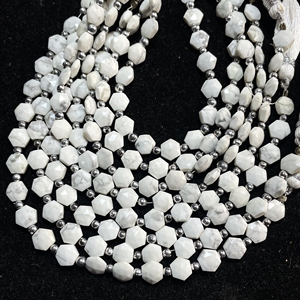 Cuentas de forma hexagonal facetadas de howlita, cuentas de fantasía de piedras preciosas naturales de 8MM, suministros de cuentas al por mayor - Product Image 1