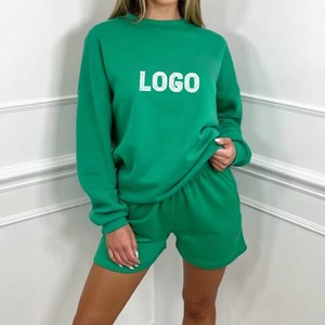 Conjunto de Sudadera Sherpa Informal para Mujer y Pantalones Cortos de Punto por Encima de la Rodilla, Cálido y Acogedor de Invierno, Dos Piezas - Product Image 4