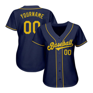 Camiseta de Béisbol Auténtica Personalizada en Azul Marino y Dorado, Lavable a Máquina - Product Image 3