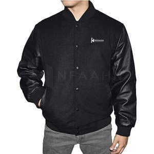 Veste à col montant en faux cuir grande taille pour hommes design Letterman pour l'extérieur vente en gros - Product Image 3