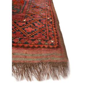 Alfombra Kiaan Grande de Lana Anudada a Mano, Diseño Geométrico Rojo Naranja, para Decoración de Sala de Estar, Pasillo, Modelo Paem-100, Rectangular - Product Image 4