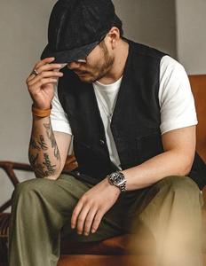 2025 haute qualité 100% coton hommes Vintage vêtements de travail Denim gilet respirant surdimensionné Streetwear automne vêtements d'extérieur - Product Image 3