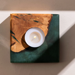 Bougeoir moderne en bois et résine Bougeoir artistique pour la décoration intérieure Cadeau de Noël unique pour remercier donner - Product Image 3