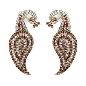 Pendientes colgantes de pavo real de piedra austriaca marrón Kriaa accesorio de moda 1302226 - Product Image 1