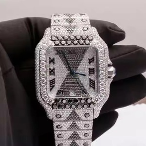 Reloj Mecánico ETA Analógico de Lujo Unisex Pulido con Marcadores de Hora de Diamantes Reales, Diseño Moderno, Resistente al Agua - Product Image 1