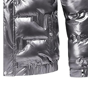 OEM <b>Men's</b> Winter Coated Long Stand Collar Zipper Closure Hooded Breathable Wool Liner Custom Logo High Street Puffer <b>Jacket</b> - Product Image 6