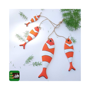 Wood Fish Wall Hanging Decoration Rustic and Vintage Style <b>Wooden</b> Fish Customize Painted Pattern Best Selling Vietnam Decoration - Product Image 1