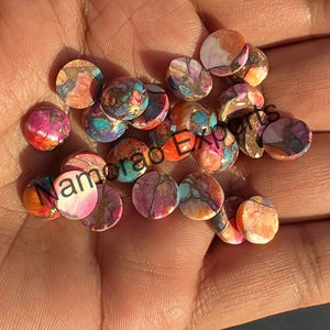 หินขัดสีชมพูธรรมชาติสีทองแดงสีเทอร์ควอยซ์ทรงกลมขนาด9x9มม. มีให้เลือกทุกขนาดสำหรับทำเครื่องประดับหินอัญมณีหลวม - Product Image 2