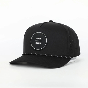 Casquette de golf personnalisée en gros avec cordon, casquette de golf 5 panneaux, patch circulaire en PVC, perforations laser, couvre-chef de performance, usine du Vietnam - Product Image 2