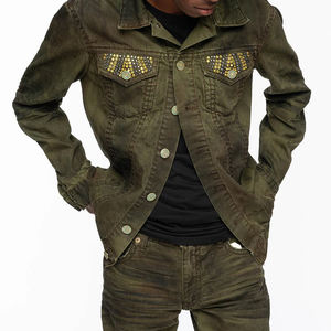 2024 Custom New Design Black Jean <b>Jacket</b> Men Custom Spring and Autumn Premium Quality Denim <b>Rhinestone</b> <b>Jackets</b> For Adult - Product Image 2