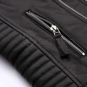 Veste en cuir d'hiver pour hommes grandes tailles, utilisation en extérieur, col montant, respirante, séchage rapide, haute qualité, couleur personnalisée, fabriquée au Pakistan - Product Image 5