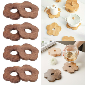 Sous-verres en bois faits à la main, décoratifs, résistants à la chaleur, réutilisables, pour la décoration de la maison - Product Image 1