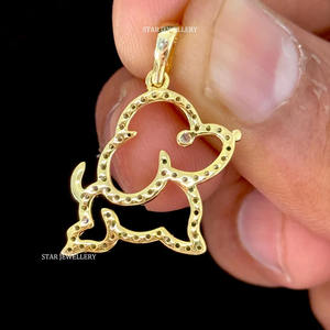 14K Or Massif Naturel Diamant Chien Pendentif Fine Jewelry. - Product Image 5