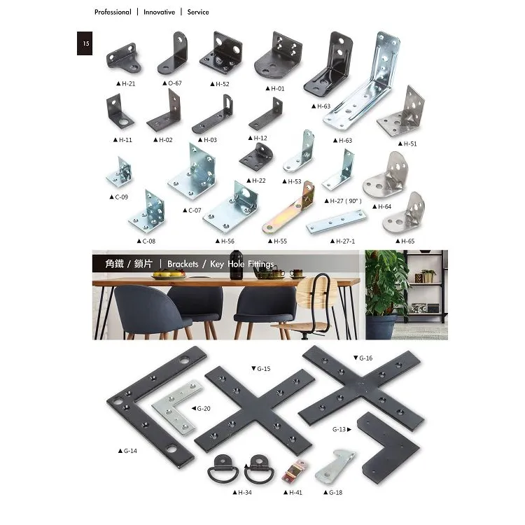 Taiwan Furniture Hardware Company Vários tipos Acessórios para móveis Heavy Duty Corner Brackets/Key Hole Fittings