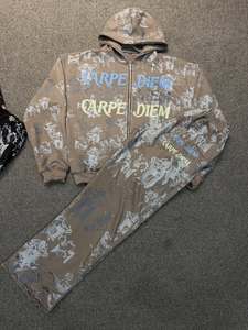 Survêtements à capuche en molleton imprimés intégralement pour hommes, coupe ample, style streetwear, respirants, 380g, OEM - Product Image 5