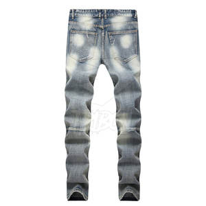 Jeans déchirés décontractés d'hiver à la mode pour hommes, pantalons confortables et respirants avec motif solide, design personnalisé, style droit - Product Image 2