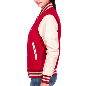 Blouson universitaire pour femme le plus vendu, personnalisable en couleur, tricoté, col mandarin, logo brodé, uni, matelassé - Product Image 6