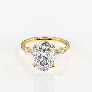 แหวนหมั้นเพชรโมอิสซาไนต์ทอง 14K รูปทรงวงรี สง่างามและหรูหรา - Product Image 1