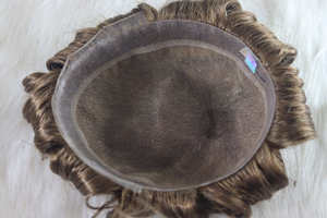 Peluca de pelo indio Remy recto rizado para hombre, prótesis ondulada corporal con Base de PU suave, cobertura natural para la frente, modelo australiano - Product Image 4