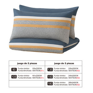 Juego de Funda Nórdica Moderna a Rayas con Cierre de Cremallera, 100% Poliéster Tejido, con Funda de Almohada, Suave y Transpirable para un Sueño Reparador, Uso Doméstico - Product Image 4