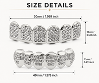 Grillz dentaire Hip Hop Dientes De Oro Iced Out 6 dents en Cuivre CZ avec barre en silicone pour cadeau de fête d'Halloween