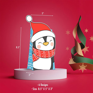 Sacs de cadeaux de vacances Kraft et autocollants de Noël Fournitures de fête parfaites pour les célébrations festives Boîte en papier à pois - Product Image 3