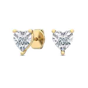 Pendientes de Botón Geométricos con Diamantes de Moissanita en Forma de Corazón Romántico, Plata de Ley 925 con Baño de Oro, Regalo de Compromiso para Novia - Product Image 2