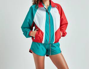 2025 a prueba de viento Color sólido 2 piezas conjunto cortavientos al aire libre chándal conjunto cortavientos conjuntos cortos - Product Image 1